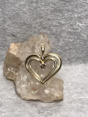 Colgante Diamante Natural Color Coñac Centro Doble Corazón Vintage Oro Amarillo 10k Foto 1 de 4