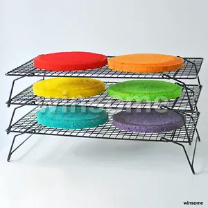 3x Stackable Cooling Tray Rack Cake Bread Biscuit Baking Kitchen Metal Wire Tool - Picture 1 of 8