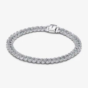 *BRAND NEW* Pandora Timeless Sterling Silver Pavé Cuban Chain Bracelet 593008C01 - Picture 1 of 4