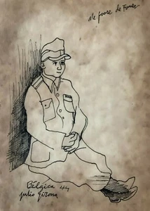 Kubanische Kunst. Zeichnung von Julio Girona. Belgica, 1944. Tusche auf Papier. Original  - Bild 1 von 10