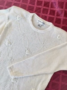 Neu mit Etikett Gr. S Tunika Perlen Pailletten elegant weiß elfenbein weiß Party Pullover - Bild 1 von 10