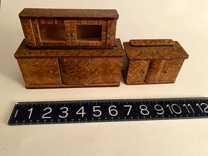 Antike deutsche Puppenstube / Zimmerkiste ART DECO Esszimmer Schrank + Anrichte - Bild 1 von 24