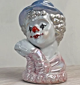 Statuina pagliaccio opalescente vintage vetro carnevale 4" - Foto 1 di 3