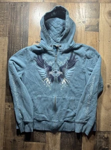 Harley Davidson Hoodie mit Reißverschluss Damen Größe XL leicht blau Y2K - Bild 1 von 5