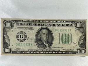 1934 A $100 US Federal Reserve Note, Julian-Morgenthau Jr., Chicago    A4.28 - Picture 1 of 7