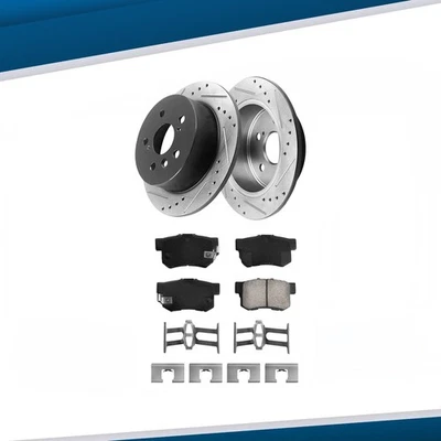 Rear Drilled Brake Rotors Brake Pads for 2004 2005-2008 Honda Element Acura TL - Imagem 1 de 4