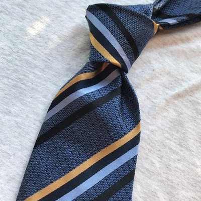 Vintage Fratelli Moda 100% Seda Hecho a Mano Italia Rayas Azules Foto 1 de 4