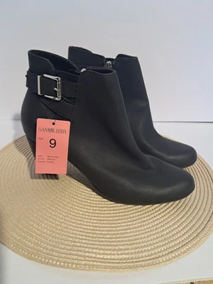 Sam & Libby Botas Mujer 9 Botines Tacones Hebilla Correas Cuero Negro Cremallera Foto 1 de 4