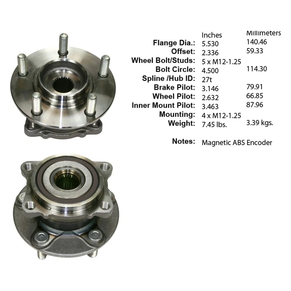 For Mitsubishi Lancer 08-15 Wheel Bearing and Hub Assembly Premium Rear — 第 1/2 张图片