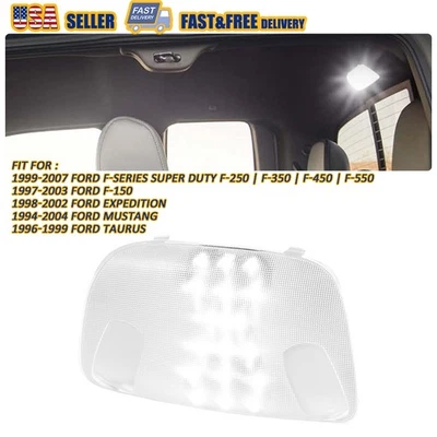 Full LED Overhead Dome Reading Light+Lamp Cover For 99-07 F250 F350 F450 F550 EV - Image 1 of 4
