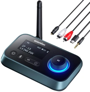 SOOMFON 3-in-1 Bluetooth Transmitter Receiver for TV 5.0 Audio Streaming Box - Picture 1 of 10
