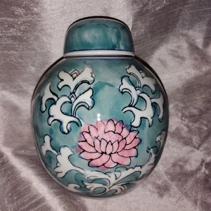 Schönes chinesisches Ingwerglas mit Lotusblüte signiert - Bild 1 von 11