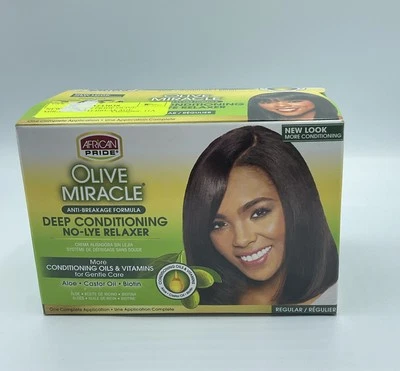 African Pride Olive Miracle Deep Conditioning No-Lye Relaxer Regular Foto 1 de 4