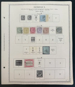 Briefmarkenlot Dominica 1874-1966 auf 9 Minkus Albumseiten - Bild 1 von 9