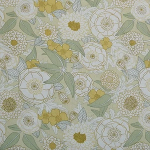 Richloom Art Nouveau Yellow Floral Decorator Fabric 56"x8yds Flowers Leaves - Picture 1 of 6