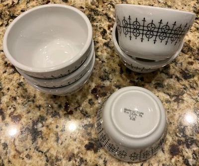 1950's-60's Shenango China Black and White Restaurant Ware Custard Fruit Bowls - Image 1 of 4