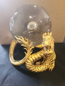 Vintage GOLD CHINESE DRAGON Heavy Crystal Ball Murano Figurine R537 - Picture 1 of 9