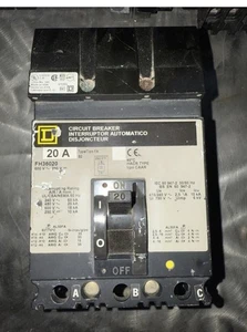 Square D I Line Circuit Breaker FA36020 20 Amp 600 V 3 Pole Scratch, Works Fine - Picture 1 of 1