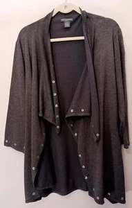 Chelsea & Theodore Cardigan Open Sz Medium Draping Grey Silver Grommet Detail - Picture 1 of 8