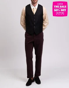Pantalón HACKETT Frente Plano Talla 40R PVP $125 Prenda Tinte Puños Turn-Up Calce Ajustado - Imagen 1 de 8