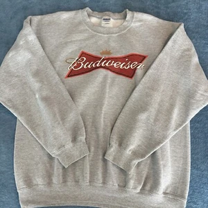 Budweiser Bowtie King of Beer Crewneck Sweater Gray Red Size Extra Large - Picture 1 of 11