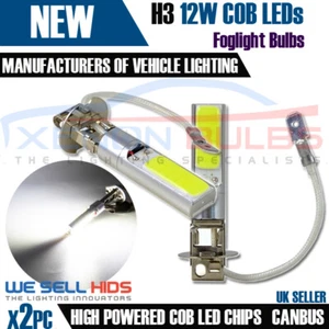 2X Car H3 COB 10W Xenon White Bulb Fog Beam Light Lamp 453 DRL 6000K - Picture 1 of 3