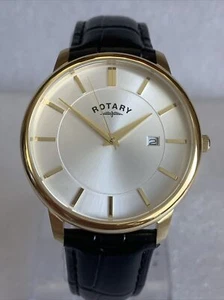 Rotary Men's Silver Dial Black Leather Strap Watch GS03105/06 - Picture 1 of 12