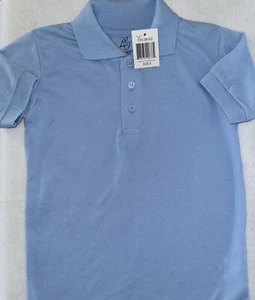 Boy Girls A+ School Uniform Lt Blue Collared T-shirt  Unisex Size 4 - Picture 1 of 2