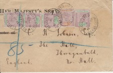 Sierra Leone 1903, Nr. 24 (4) und 27 auf Brief REGISTERED SIERRA LEONE > England