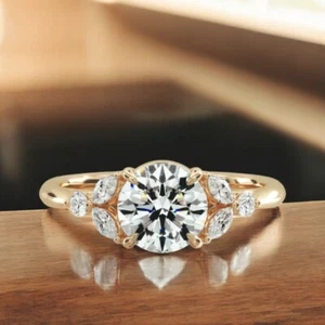 IGI Certified 1.20 Ct Lab Grown Round Diamond Engagement Ring in 18k Yellow Gold - Picture 1 of 13