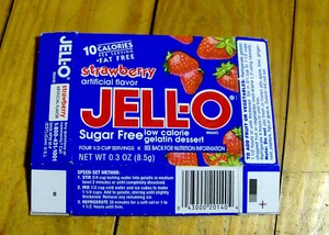 RARE vintage 1990s JELLO STRAWBERRY sugar free gelatin Dessert box GENERAL FOODS - Picture 1 of 2
