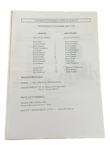 BARNET V BRENTFORD - LIGA CAPITAL - 25/2/1998 - Imagen 1 de 1