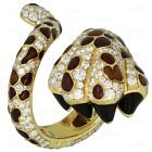 Christian Dior Mitzah Leopard Paw Diamond Enamel Yellow Gold Ring 51