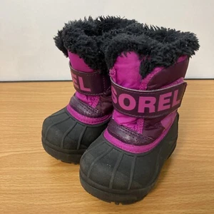 Sorel Commander Toddler 4 Snow Boot Pink Purple Winter Lined Waterproof Girl Boy - Picture 1 of 12