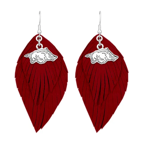 43373 Arkansas Boho Earrings with Red Suede Leather Cover