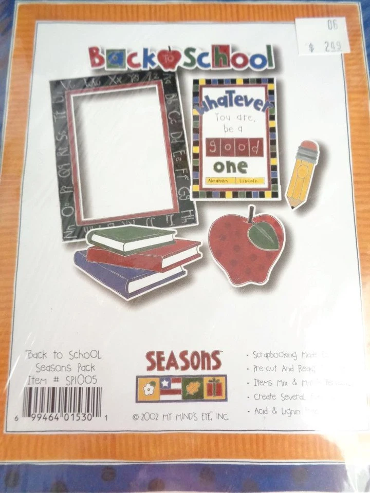 Tarjeta de álbum de recortes My Mind's Eye Back to School Seasons Pack adornos Foto 1 de 1