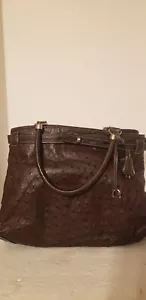 Donna Elissa Brown Ostrich Leather Purse - Picture 1 of 14