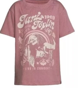 Janis Joplin Tee Shirt Girls 6 Short Sleeve Pink Wonder Nation Kosmic Blues Rock - Picture 1 of 12