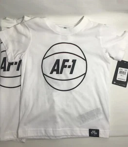 Set Of 2 Nike AF-1 Logo Boys tee shirts Black /white Size 7 & 6 NWT light weight - Picture 1 of 5