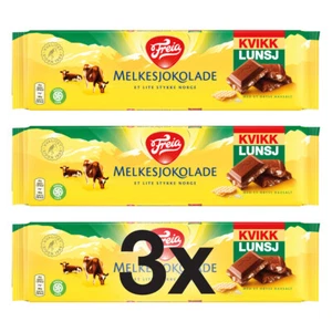 3x Freia Kvikklunsj Melkesjokolade 200g - Norwegian Chocolate - Picture 1 of 3