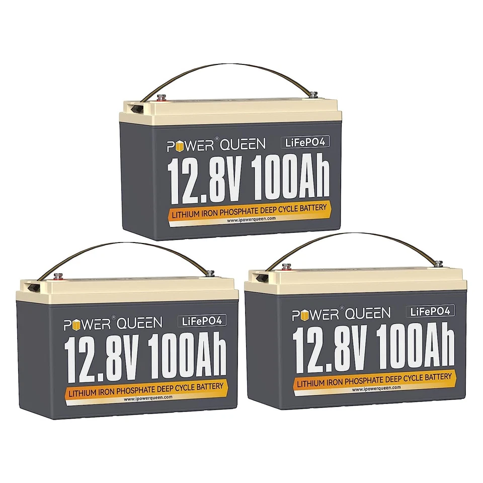Power Queen 12V 100Ah Smart LiFePO4 Lithium Battery 100A BMS