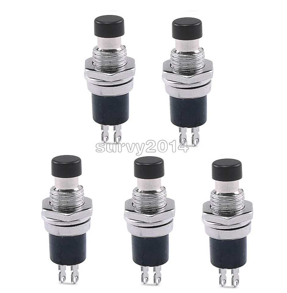 5PCS PBS-110 ON/OFF Push button Black Mini Lockless Momentary Switch - Image 1 of 1