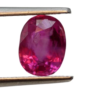 1.35 Ct Deep Pink-Red Color Natural Ruby No Heat Old Mine Burma 6 X5 mm Oval Cut - Picture 1 of 9