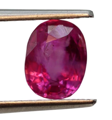 1.35 Ct Deep Pink-Red Color Natural Ruby No Heat Old Mine Burma 6 X5 mm Oval Cut - Image 1 of 4