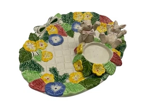 Vintage Fitz & Floyd Bunny Rabbit Serving Plate Platter Tray Easter Decor - Picture 1 of 12