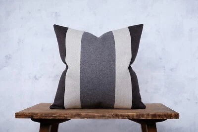 Capa de travesseiro FEITA À MÃO cinza carvão bege texturizada almofada capas modernas - Imagem 1 de 3