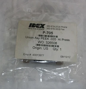 IDEX .020 alta presión HPLC Peek Union Assy, P705 - Imagen 1 de 2