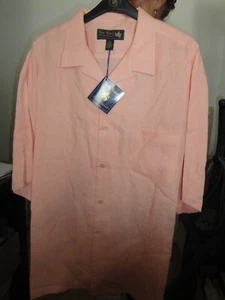 NWT! NAT NAST Retro 50's Style in Pink + Camp Loop Collar! 100% Fleck Linen XXL - Picture 1 of 3