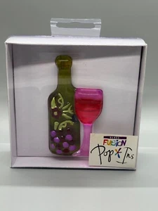 Demdaco Glass Fusion POP INS Wine  Bottle Glass Grapes Lori Siebert - Picture 1 of 9