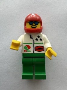 Lego Octan Race Car Driver White Green Mini Figure Red Star Helmet Vintage - Picture 1 of 2